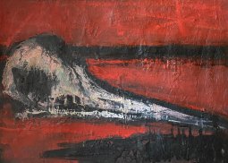 1985_dieter_ladewig_vogelschadel_40x30_gelb64